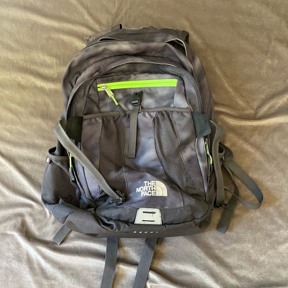 Gray & Green North Face Recon Backpack